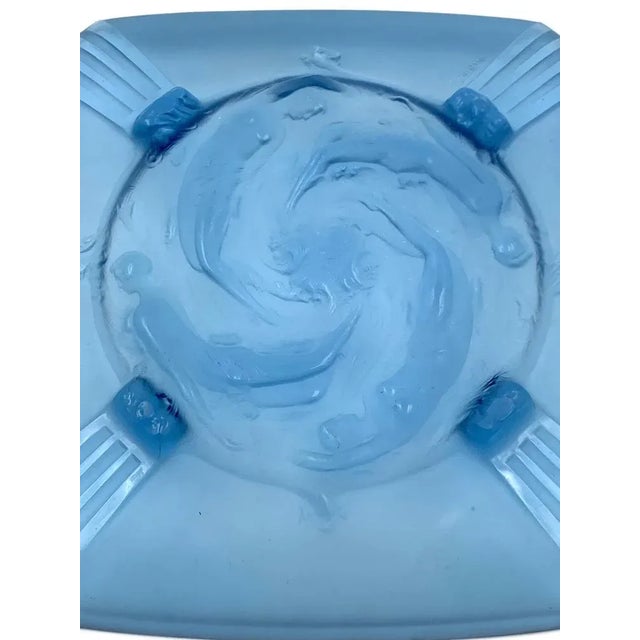 Blue Large Molded Glass Naiads Dish from Verreries Des Hanots, France, 1930s For Sale - Image 8 of 18