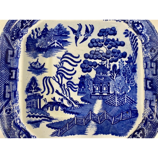 Antique Covered Blue Willow Tureen /Serving Bowl From England - Circa 1900 For Sale - Image 9 of 13