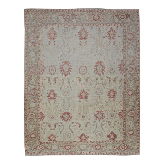 Modern Turkish Fine Woven Oushak Rug 9'7" x 12'1" For Sale