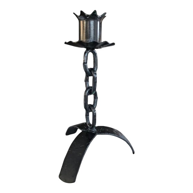 Vintage Brutalist Chain Link Candle Holder For Sale