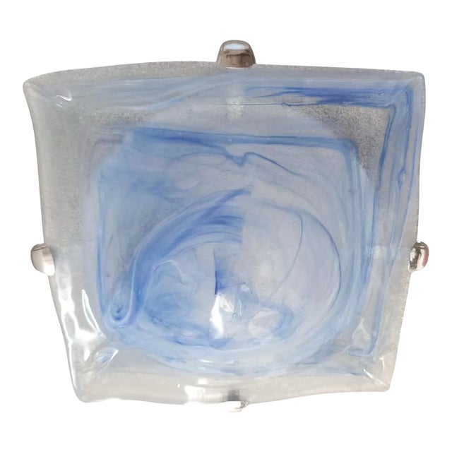 1960s Blue Square Murano Flush Mount For Sale