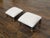 Pair of Vintage French Steel and Brass Footstools with Custom Linen Upholstery For Sale - Image 10 of 11