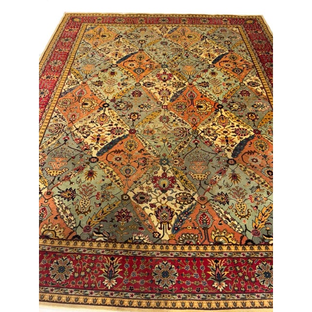 Sky Blue Pasargad DC Antique Garden Design Tabriz Rug For Sale - Image 8 of 10