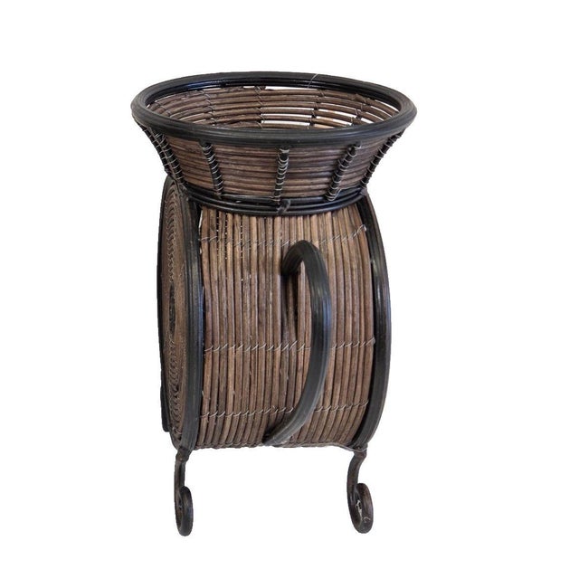 Early 21st Century Vintage World Market Handmade Wicker & Metal Teapot Basket NWT 2000-2015 Era For Sale - Image 5 of 6