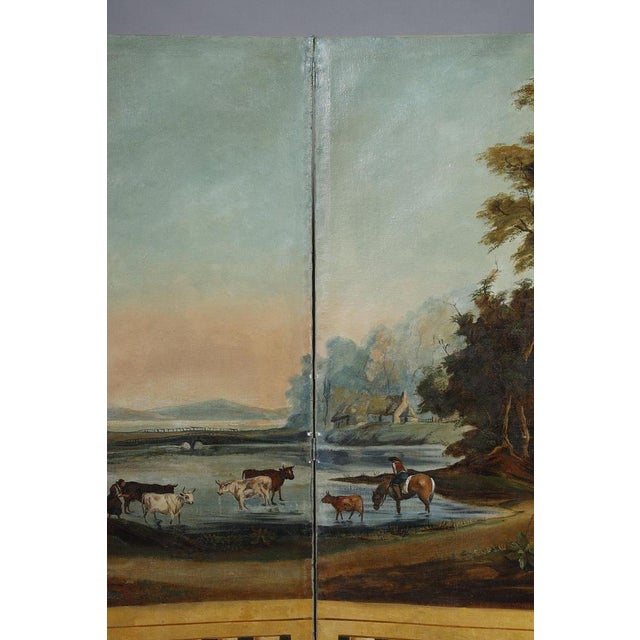 Textile French Painted Canvas Folding Screen, 1830s For Sale - Image 7 of 18