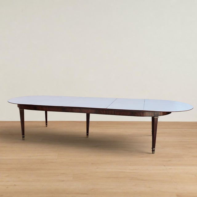 1930s Large Louis XVI Style Flame Mahogany Extendable Dining Table For Sale - Image 5 of 18
