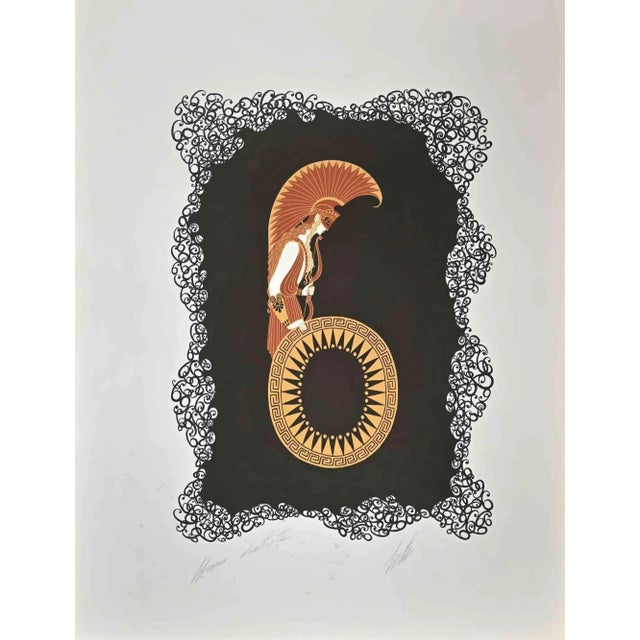 Modern Erté, Le 6, Lithograph, 1968 For Sale - Image 3 of 3
