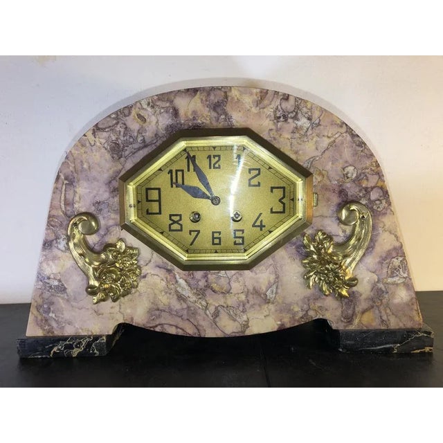 French Mantel Clock in Marble, 1920s For Sale - Image 9 of 9