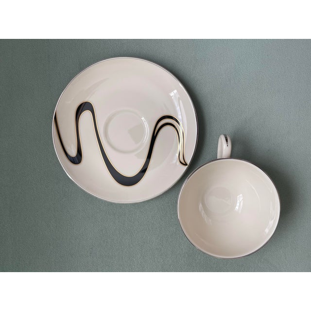 Abstract Late 20th Century Pickard Mirage Teacup & Saucer For Sale - Image 3 of 8