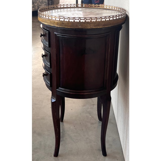 Wood 19th Century Bouillotte Louis XVI Style, Oval Shaped Bronze and Mahogany Table For Sale - Image 7 of 13