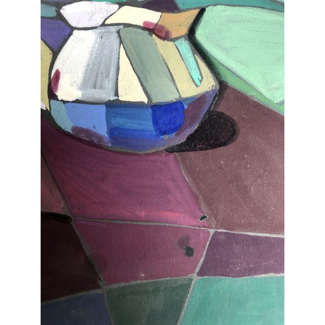 Gouache Painting Table in the Kitchen Unknown Artist For Sale - Image 10 of 11