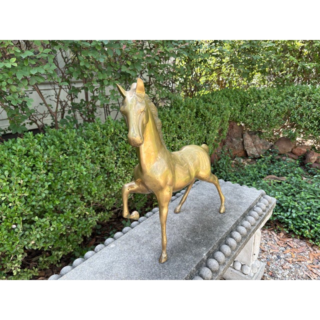1960s 1960s Large Hollywood Regency Brass Horse Sculpture For Sale - Image 5 of 10
