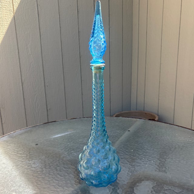 Mid-Century Modern Mid Century Modern Kingfisher Blue Empoli Genie Bottle For Sale - Image 3 of 3