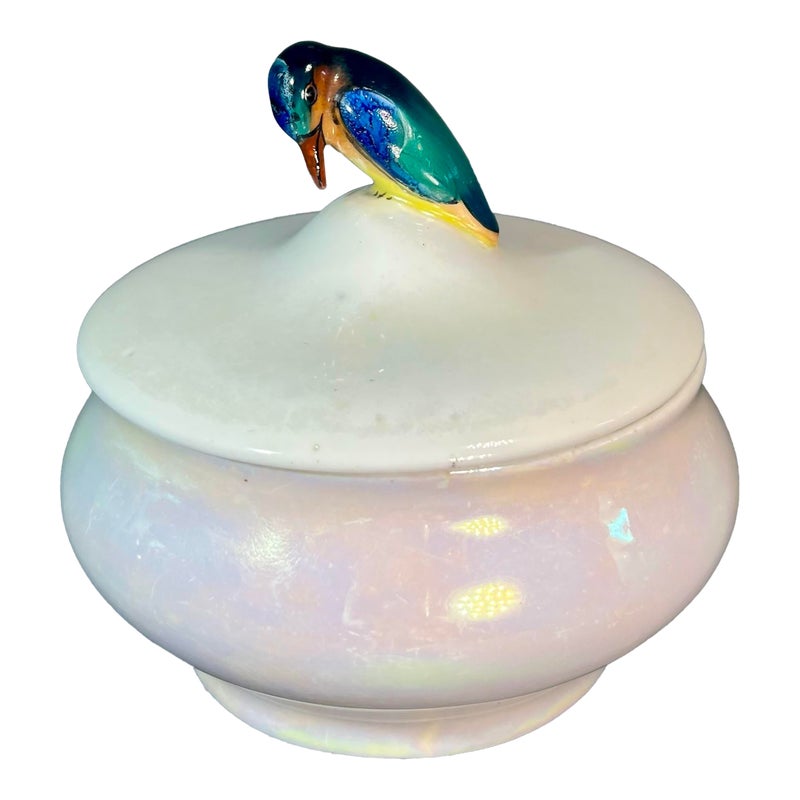 1920s Royal Doulton Luster Powder Pot With King Fischer Finial Lid