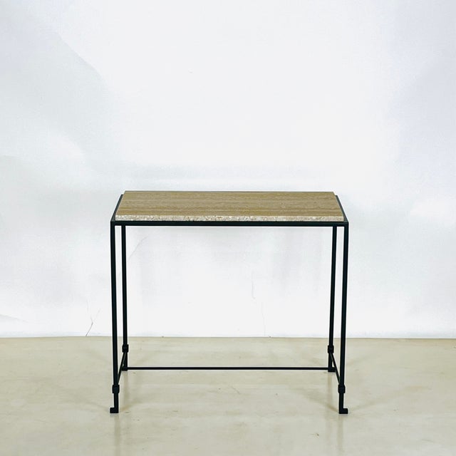 Pair of Narrow 'Diagramme' Travertine End Tables by Design Frères For Sale - Image 9 of 11