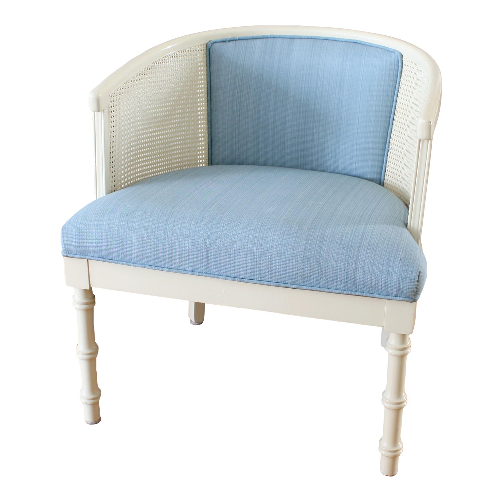 Mid 20th Century Hollywood Regency Cane Faux Bamboo Barrel Chair Chairish