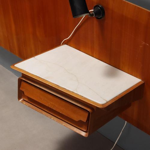 Wood Vintage Headboard with Nighstands, 1950s For Sale - Image 7 of 11