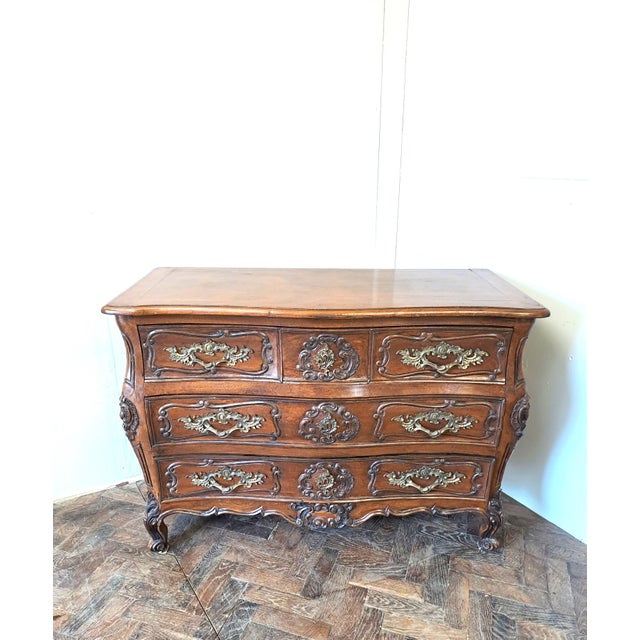 Wood French Louis XV Style Walnut Commode, 1920s For Sale - Image 7 of 7