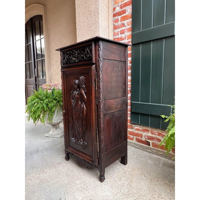 Late 19th Century Antique French Cabinet Carved Oak Demeter Harvest Cornucopia Greek Goddess For Sale - Image 5 of 12