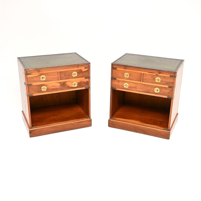 Antique Yew Wood Bedside Tables, 1930, Set of 2 For Sale - Image 11 of 11