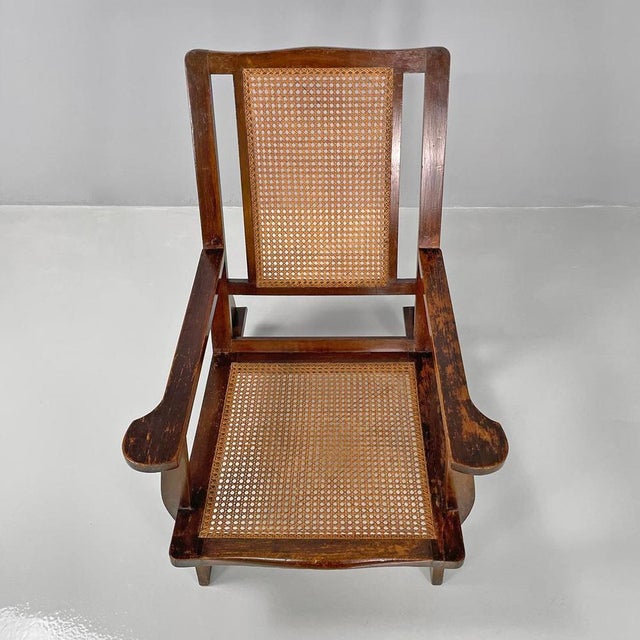 Brown Antique Italian Wood and Vienna Straw Armchair, Early 1900s For Sale - Image 8 of 18