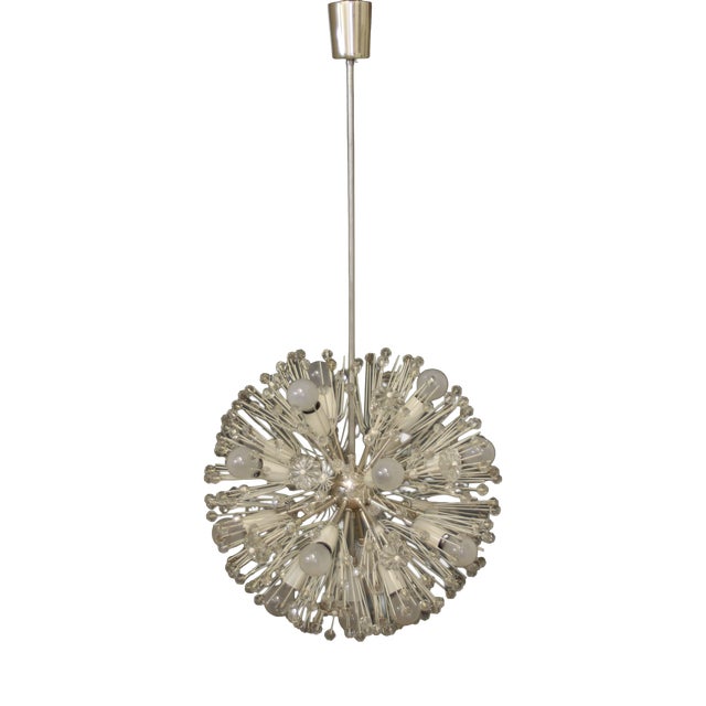 Large Silvered Snowball Pendant Lamp in the style of Rupert Nikoll, 1950s For Sale