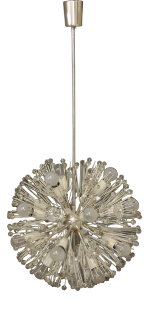 Large Silvered Snowball Pendant Lamp in the style of Rupert Nikoll, 1950s