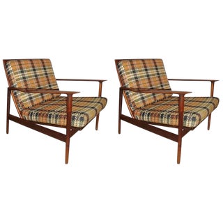 Ib Kofod-Larsen Stamped Lounge Chairs Fine Scandinavian Design - a Pair