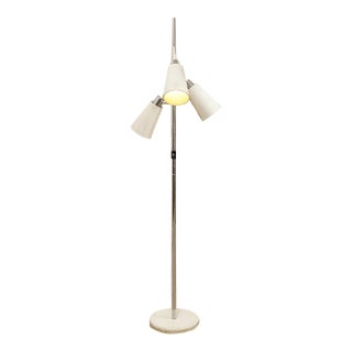 Vintage Mid-Century Three-Light Floor Lamp With Adjustable Cone Shades For Sale