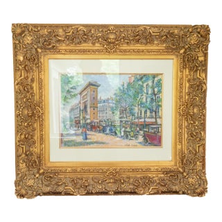 1980s H. Claude Pissarro - Arc De Triomphe Du Carrousel Scene, Pencil With Pastel For Sale
