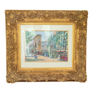 1980s H. Claude Pissarro - Arc De Triomphe Du Carrousel Scene, Pencil With Pastel