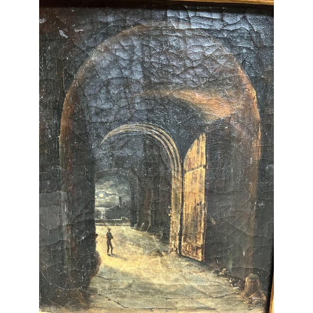 François Marius Granet, Port at Night, 1800s, Oil on Canvas For Sale - Image 4 of 4