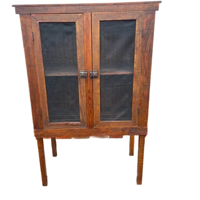Antique Antique Arts & Crafts Mission Oak Wood Pie Safe Cupboard on Legs For Sale - Image 13 of 13