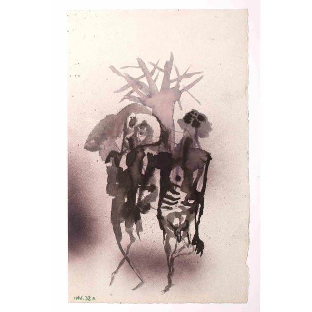 Ghosts is an original watercolor realized by Leo Guida in the 1980s. Good condition. Leo Guida (1992 - 2017). Sensitive to...