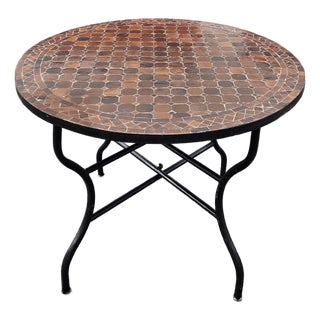 40" Handcrafted All Brown Moroccan Mosaic Table For Sale