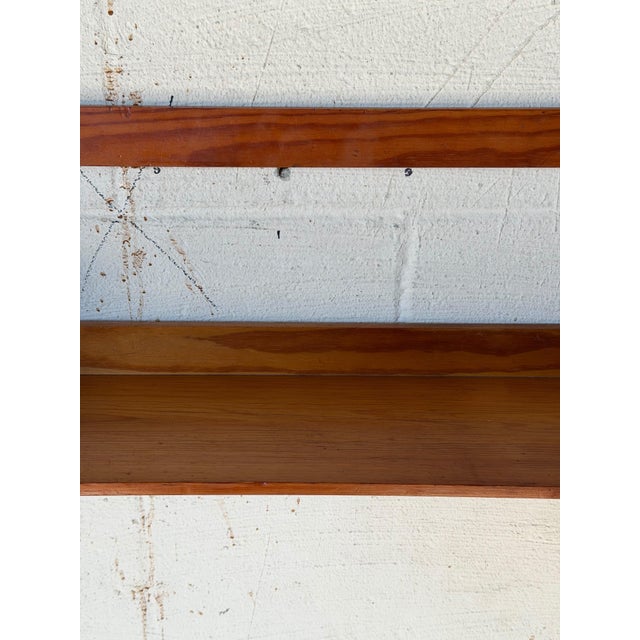 Vintage Danish Teak Wall-Mounted Shelf With Sculptural Side Supports – Mid-Century Modern Scandinavian Floating Bookshelf For Sale - Image 10 of 11