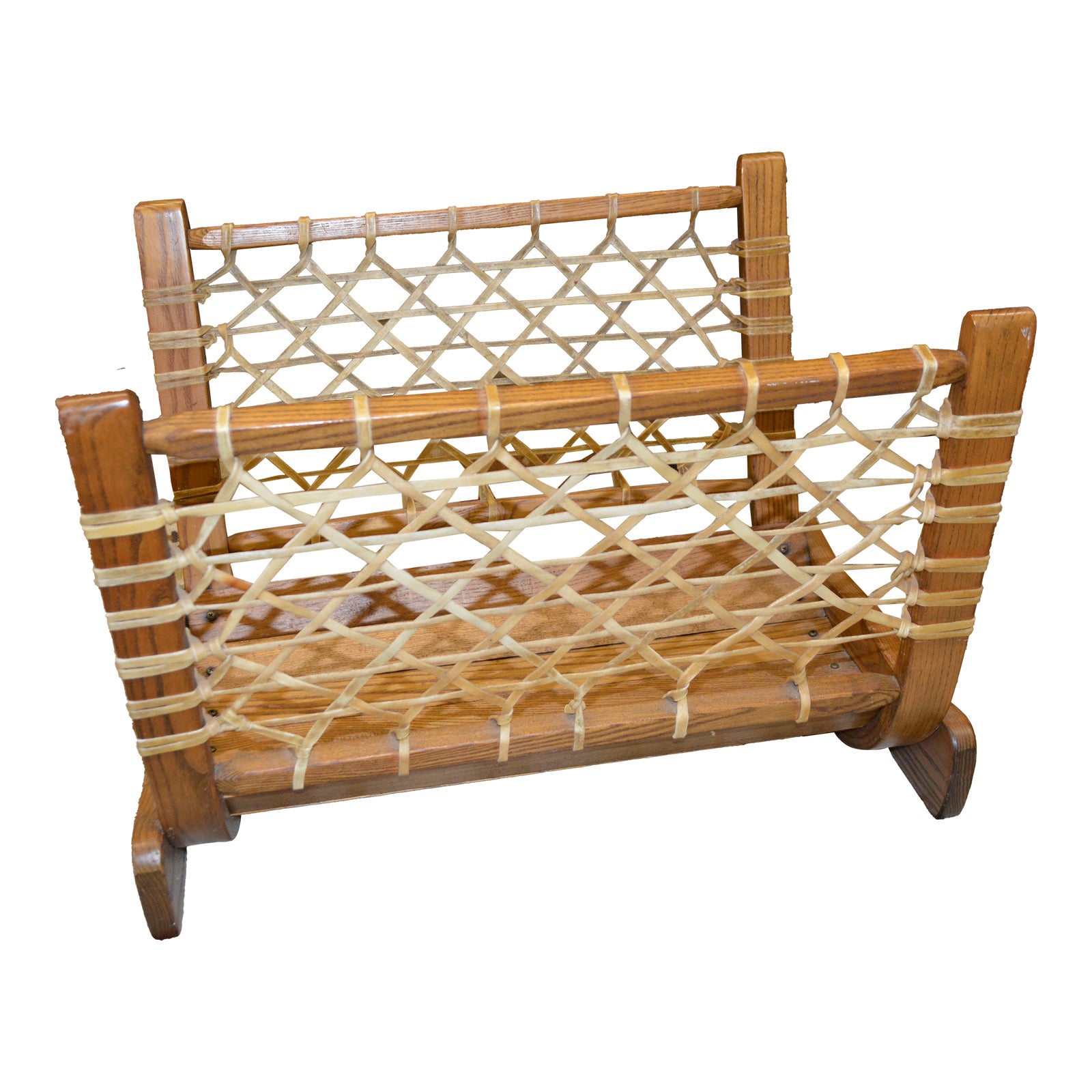 Vermont Tubbs Large Oak Wood & Rawhide Woven Banding Log Holder or ...