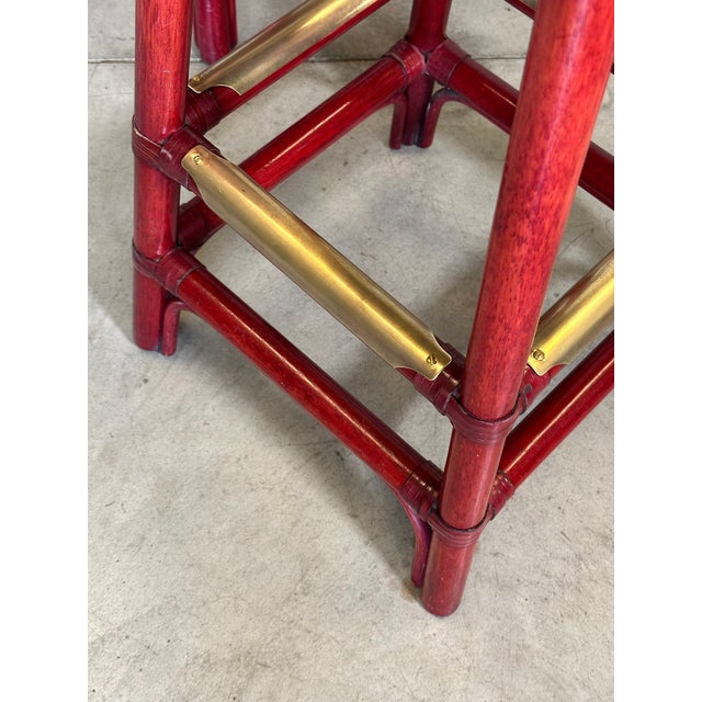 Rattan, Wood and Bamboo Swivel Bar Stools, 1970s, Set of 2 For Sale - Image 17 of 18