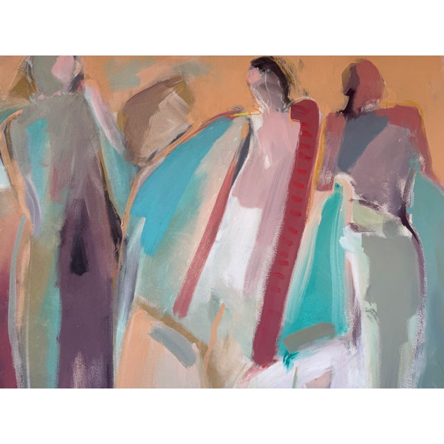 1990s Large Vintage Abstract Figurative Acrylic Painting on Canvas by Hamzik For Sale - Image 5 of 11