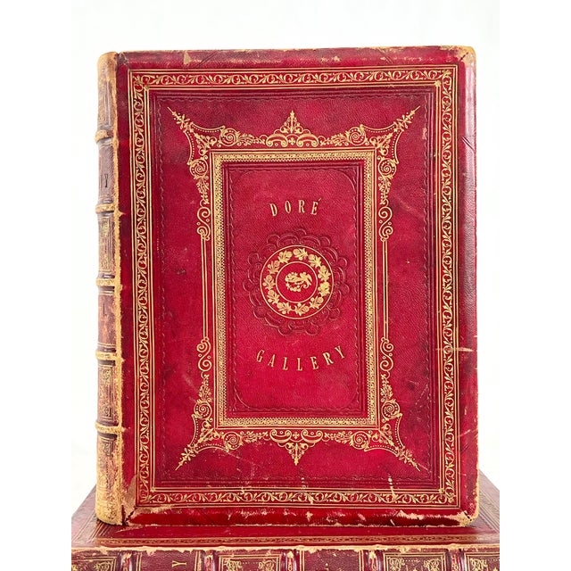 Rare Two Oversized Volume Set, The Doré Gallery: 250 Beautiful Engravings, Vol. I & II Gustave Doré c.1870 - Leather...