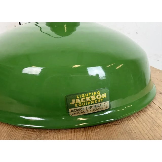 Industrial Green Enamel Factory Pendant Lamp from Jackson Electrical Co., 1960s For Sale - Image 12 of 18