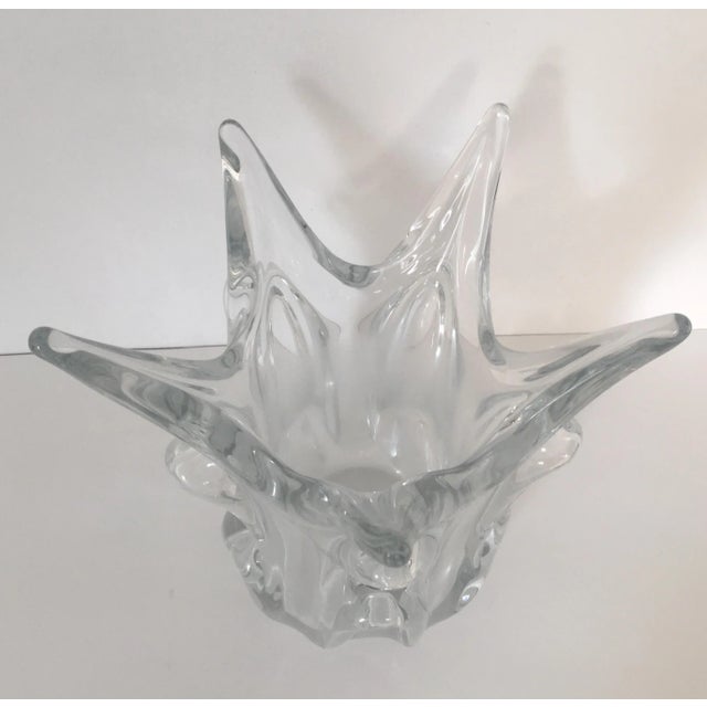French French Mid Century Molded and Fluted Crystal Vase For Sale - Image 3 of 7