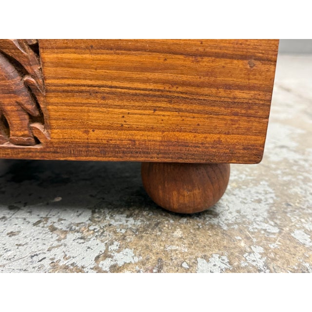 Vintage Carved Wood Slatted Platform Stands, Set of Four For Sale - Image 11 of 12