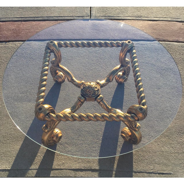 Gold Spanish Rococo Style Carved Giltwood & Glass Coffee Table For Sale - Image 8 of 12