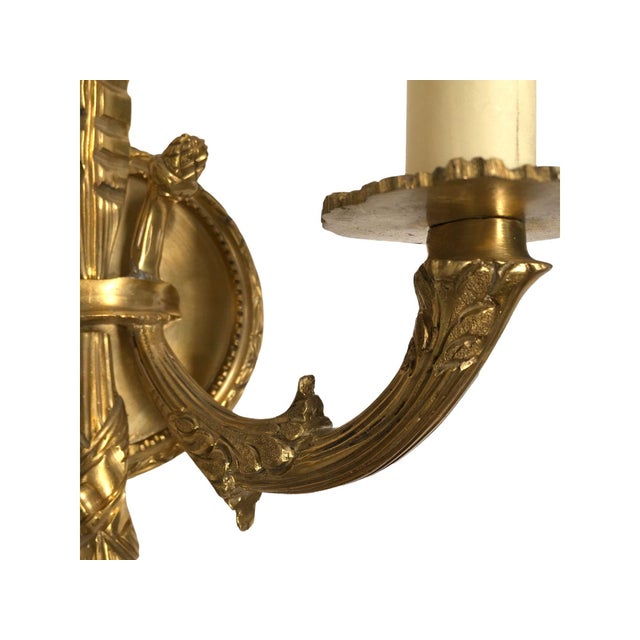 Mid-Century Modern Vintage Pair of Solid Brass Wall-Mount Sconces. For Sale - Image 3 of 7