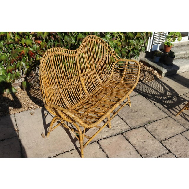 1960s Rattan and Bamboo Garden Furniture attributed to Franco Albini, Italy, 1960s, Set of 4 For Sale - Image 5 of 16