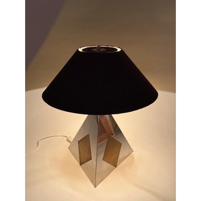 Mid-Century Modern Bicolor Metal and Silk Lampshade Table Lamp, France, 1960s For Sale - Image 16 of 18