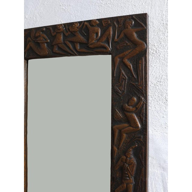 Italian Copper Relief Wall Mirror, 1970s For Sale - Image 4 of 8