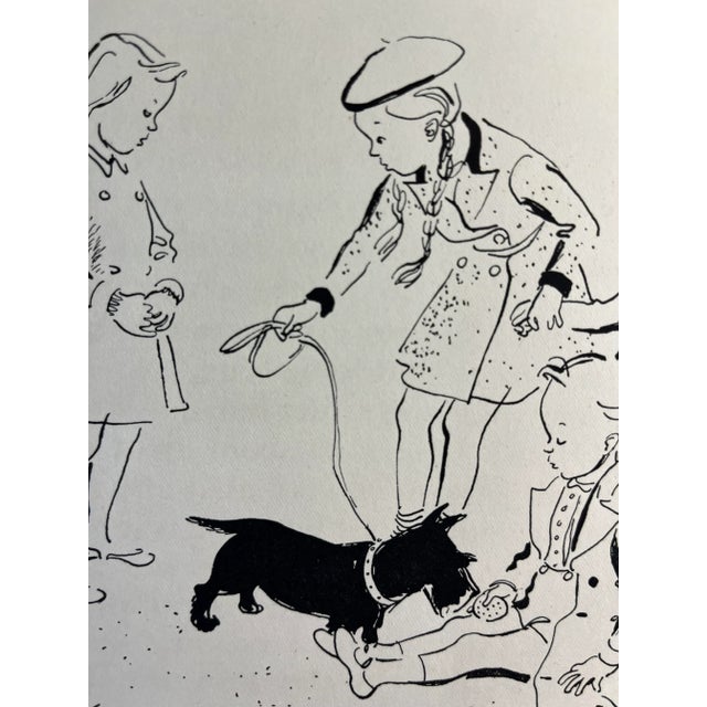 Shabby Chic 1942 Children With Scottie Dog Print For Sale - Image 3 of 4