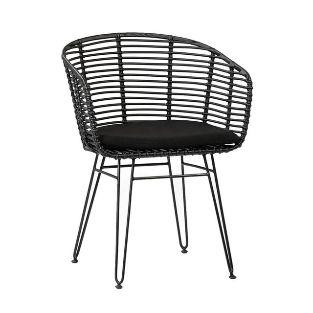 Outdoor Black Rattan Dining Chair For Sale - Image 4 of 4